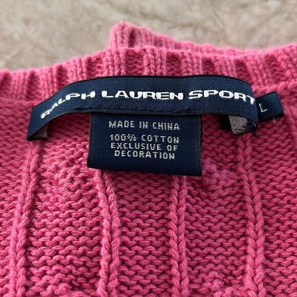 Ralph Lauren Hot Pink Cabled Sweater L - Picture 4 of 6
